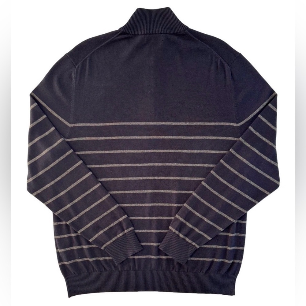 Nautica Men's XL Quarter Zip Sweater Navy Long Sleeves Mock Neck Pull Over Top - Picture 2 of 8